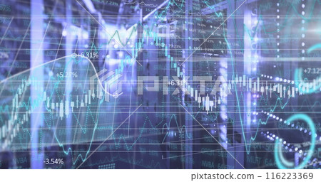 Image of financial graphs over servers Image of financial graphs over servers 116223369