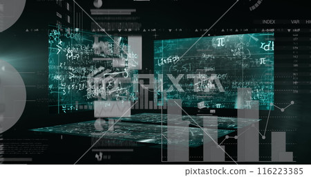Image of data processing on black background 116223385