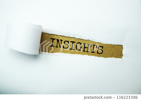 Insights message written on craft paper with torn paper background 116223386