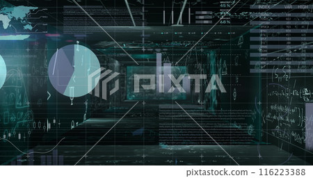 Image of data processing on black background 116223388