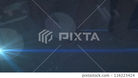 Image of financial data processing over diverse business people in office, copy space Image of financial data processing over diverse business people in office, copy space 116223424
