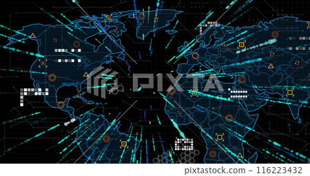 Image of scanners and data processing over world map Image of scanners and data processing over world map 116223432