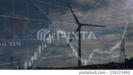 Image of data processing over wind turbine Image of data processing over wind turbine 116223460