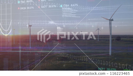 Image of data processing over wind turbines Image of data processing over wind turbines 116223465