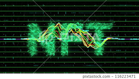 Image of green nft text over financial data processing Image of green nft text over financial data processing 116223471