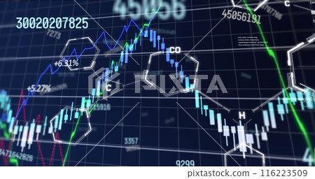 Image of financial data processing over chemical structures 116223509