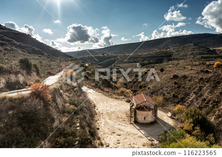 Saint Elisabeth's church standing on a hill. Agios Amvrosios village. Limassol district, Cyprus 116223565