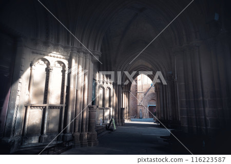 Sunlight is illuminating the entrance of an ancient gothic Cathedral of Saint Sophia (Selimiye Mosque). Nicosia, Cyprus Sunlight is illuminating the entrance of an ancient gothic Cathedral of Saint Sophia (Selimiye Mosque). Nicosia, Cyprus 116223587