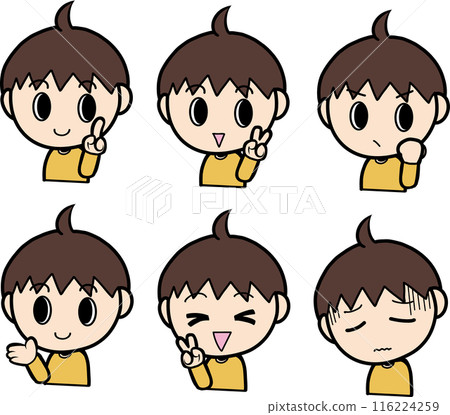 Boys with various facial expressions 116224259