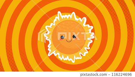 Image of sun over yellow and orange circles 116224696