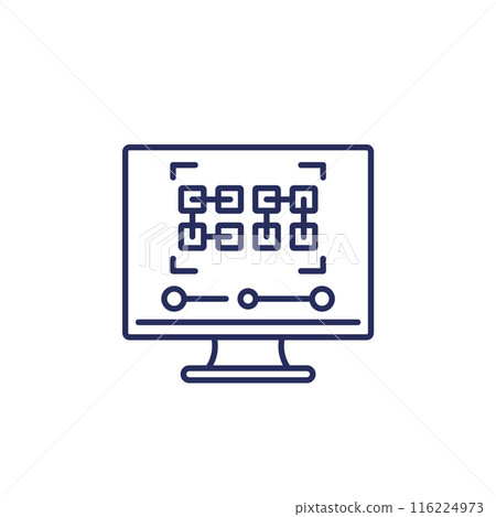 pattern recognition line icon with a computer pattern recognition line icon with a computer 116224973