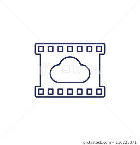 video in cloud line icon with film strip 116225071