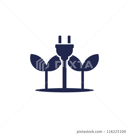 bioenergy icon, plants and electric plug 116225100