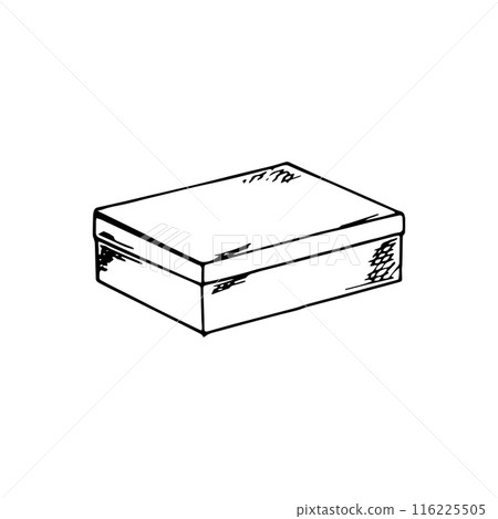 Hand-drawn closed box. Craft box in sketch style. Isolated on white. 116225505