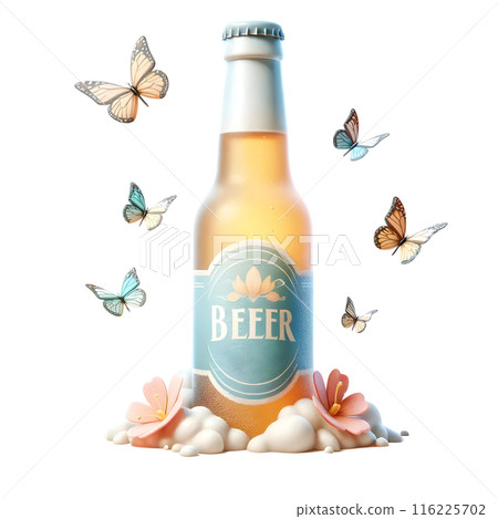 bottle of beer with butterflies bottle of beer with butterflies 116225702