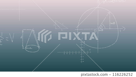 Image of mathematical equations and formulae with drawings Image of mathematical equations and formulae with drawings 116226252