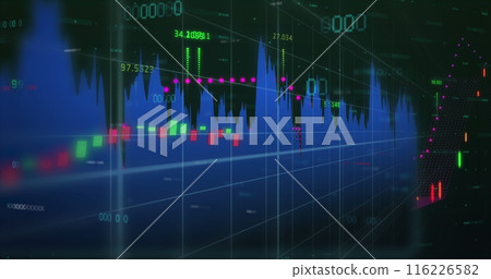 Image of financial data processing over world map Image of financial data processing over world map 116226582