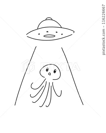 章魚形狀的外星人似乎被 UFO 線畫帶走的插圖 116226667