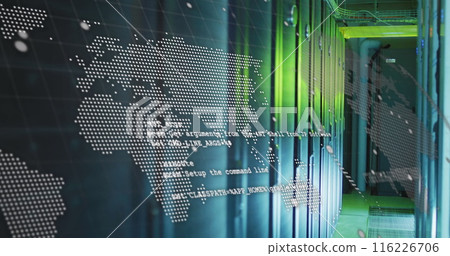 Data processing with a world map over a transparent background 116226706
