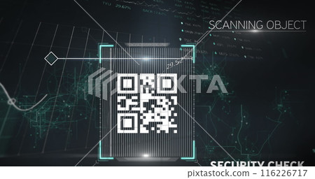 Image of qr code and connections on black background Image of qr code and connections on black background 116226717