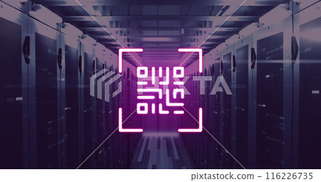 Image of qr code and data processing over computer servers 116226735