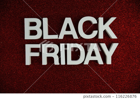 Black Friday alphabet letters on red glitter background Black Friday alphabet letters on red glitter background 116226876