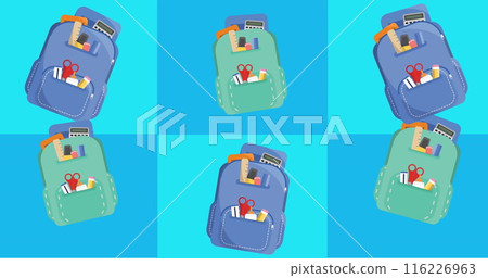 Image of multiple school bag icons against copy space on white background Image of multiple school bag icons against copy space on white background 116226963