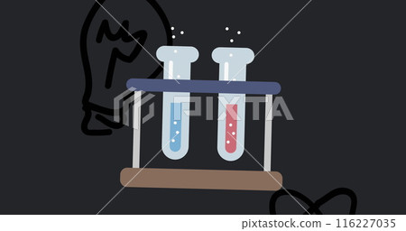 Image of chemistry and science school icons on black background 116227035