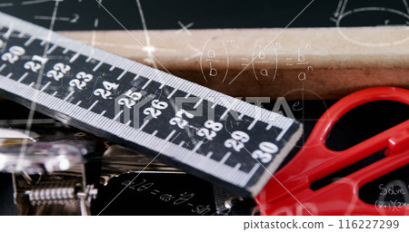 Image of mathematical data processing over school items 116227299