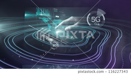 Image of cctv camera and data processing over white map lines background 116227343