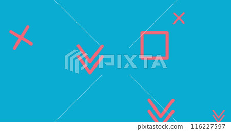 Image of pink pattern moving over blue background Image of pink pattern moving over blue background 116227597