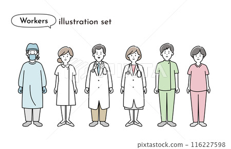 Medical workers and welfare people set, whole body 116227598