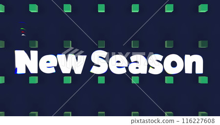 Image of new season text over cubes on black background Image of new season text over cubes on black background 116227608
