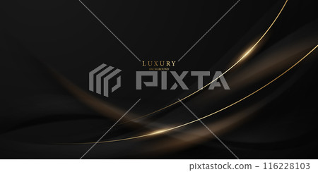 Abstract modern design black background with luxury golden elements vector illustration. Abstract modern design black background with luxury golden elements vector illustration. 116228103