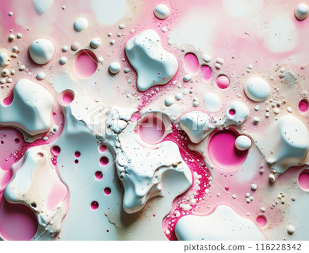 Surreal background with porous stone texture white and pink color 116228342