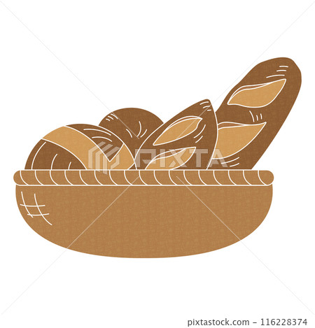 Bread in a basket illustration, icon 116228374