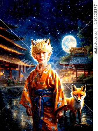 [Inoue Kantaro ★ Ghost River] Boy/boy/fox/shrine/riverside/night sky/moving/fantastic/ancient city/good old days 116228377