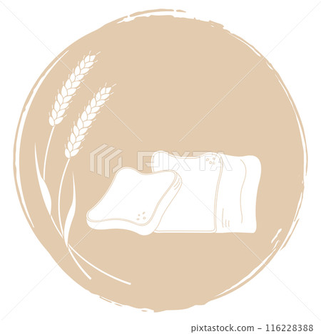 小麥和麵包的輪廓，一組圓形框架 116228388
