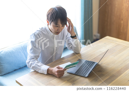 Men seeing passbooks Men seeing passbooks 116228440