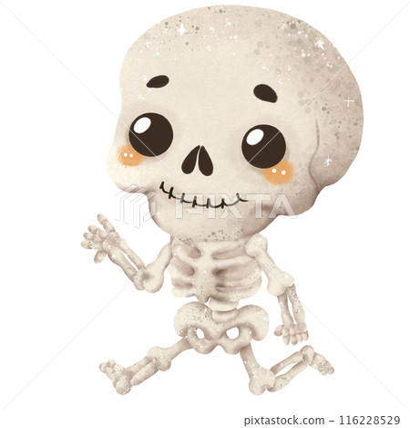 Watercolor Hand drawn illustration a cute skeleton isolated spooky Halloween element Watercolor Hand drawn illustration a cute skeleton isolated spooky Halloween element 116228529