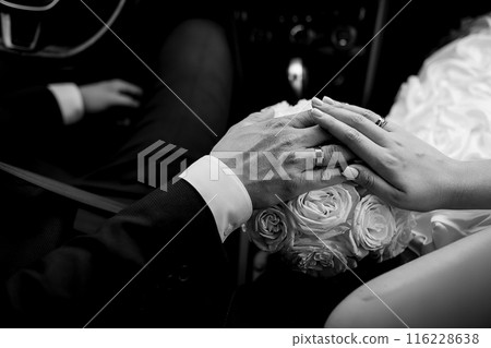 Wedding. Hands of the newlyweds. The hands of a couple in love. 116228638