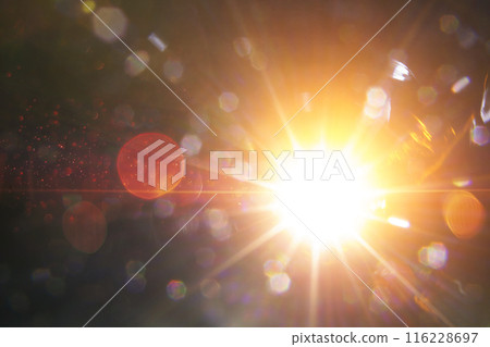 Abstract imitation sun starlight distant galaxy on a black background. 116228697