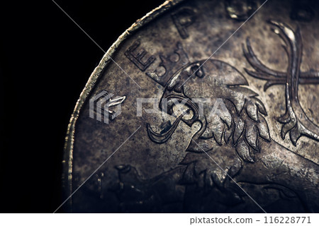 Bohemian heraldic lion on Czech koruna coin Bohemian heraldic lion on Czech koruna coin 116228771