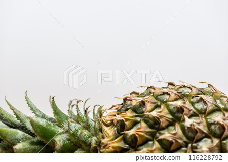 Close-up of half a pineapple with copy space. Horizontal 116228792