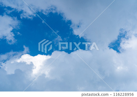 Blue Sky with White Clouds, Sunny Cloudy Sky Texture Background, Fluffy Clouds Pattern, Sunny Cumulus Blue Sky with White Clouds, Sunny Cloudy Sky Texture Background, Fluffy Clouds Pattern, Sunny Cumulus 116228956