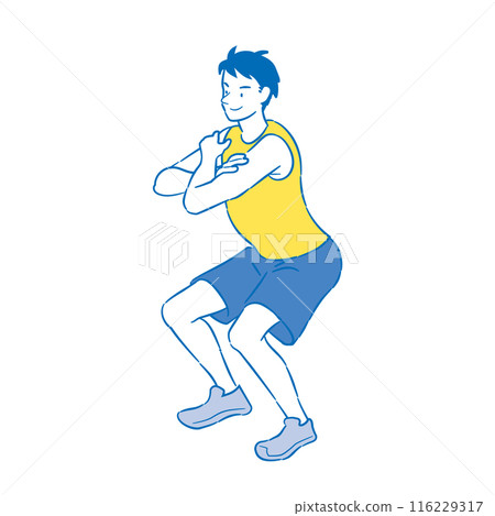 Adult male doing squats 2C 116229317