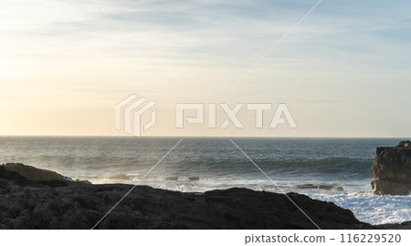 Ocean Surf, Sea Waves in Essaouira, Morocco Coast, Surf Motion with Foam and Spray 116229520