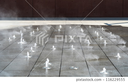 Fountain Water, Falling Fountain Jets, Waterfall Splashes, Waterfalls Motion, Summer Park Stream 116229555