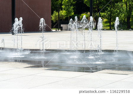 Fountain Water, Falling Fountain Jets, Waterfall Splashes, Waterfalls Motion, Summer Park Stream Fountain Water, Falling Fountain Jets, Waterfall Splashes, Waterfalls Motion, Summer Park Stream 116229558