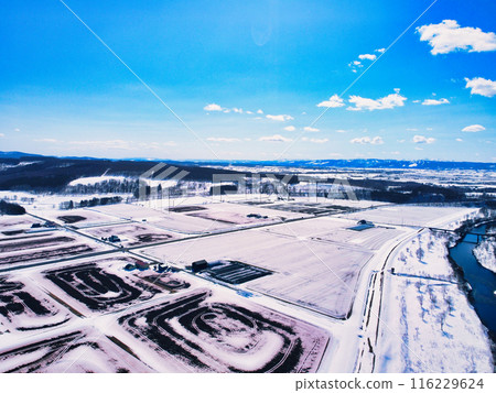 Aerial photography of Hokkaido in winter 116229624